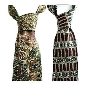 Lote Corbata Para Hombres Paisley Geométrica Púrpura Bronceado Pierre Cardin Traje Accesorio - Imagen 1 de 13
