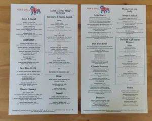 2 NEW Gordon Ramsay PUB & GRILL Restaurant Menus, Famous, Popular in Las Vegas - Picture 1 of 6