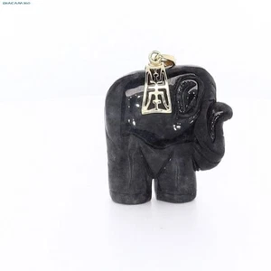 Grauer Nephrit geschnitzter Elefant Anhänger mit 14K Gelbgold Akzenten - Bild 1 von 6
