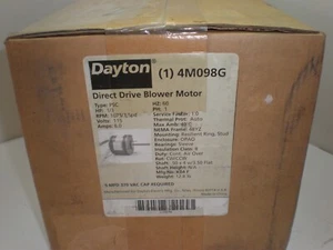 DAYTON 4M100G D/D Blower Motor 3 Speed, Open Air-Over, Ring/Stud Mount, 1/2 HP - Picture 1 of 11
