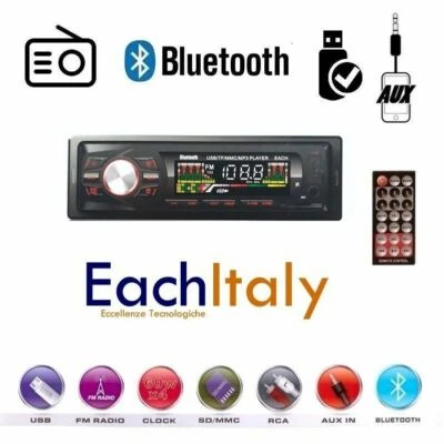 STEREO AUTORADIO BLUETOOTH MP3 SD CARD AUX VIVAVOCE FM RADIO 1DIN 5008BT - Immagine 1 di 2