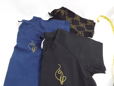 Lot of 3 Baby Phat Scrub Tops XS Dark Blue Logo on Top and Back, Black, Black Pr - Image 1 of 4