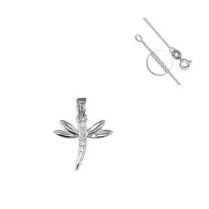 SALE 925 Sterling Silver Dragonfly with Cubic Zirconia Pendant NEW Design Gift - Picture 1 of 5