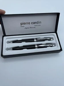 Pierre Cardin Pen & Pencil Set Silver Tone And Black New - Picture 1 of 6