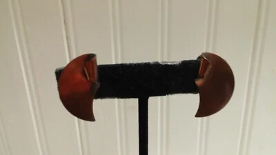 Pendientes atornillables vintage de cobre macizo modernista de media luna  Foto 1 de 3