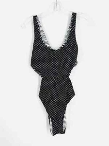 Becca Size L Black/White Polka Dot Stripe NEW Swimwear Swimsuit - Picture 1 of 4