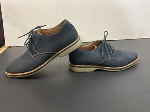 Clarks Atticus Lace Nubuck Leather Shoes Men Size 9 -M Navy Blue Dress Shoe 2017 - Picture 1 of 12