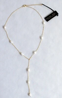 Rachel Zoe Sterling Silver 16+2 Station Necklace Gold w/ Baroque Pearls Pendant - Image 1 of 4