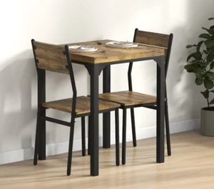 Small Table and 2 Chairs Rustic Kitchen Space Dining Breakfast Furniture Set - Picture 1 of 10
