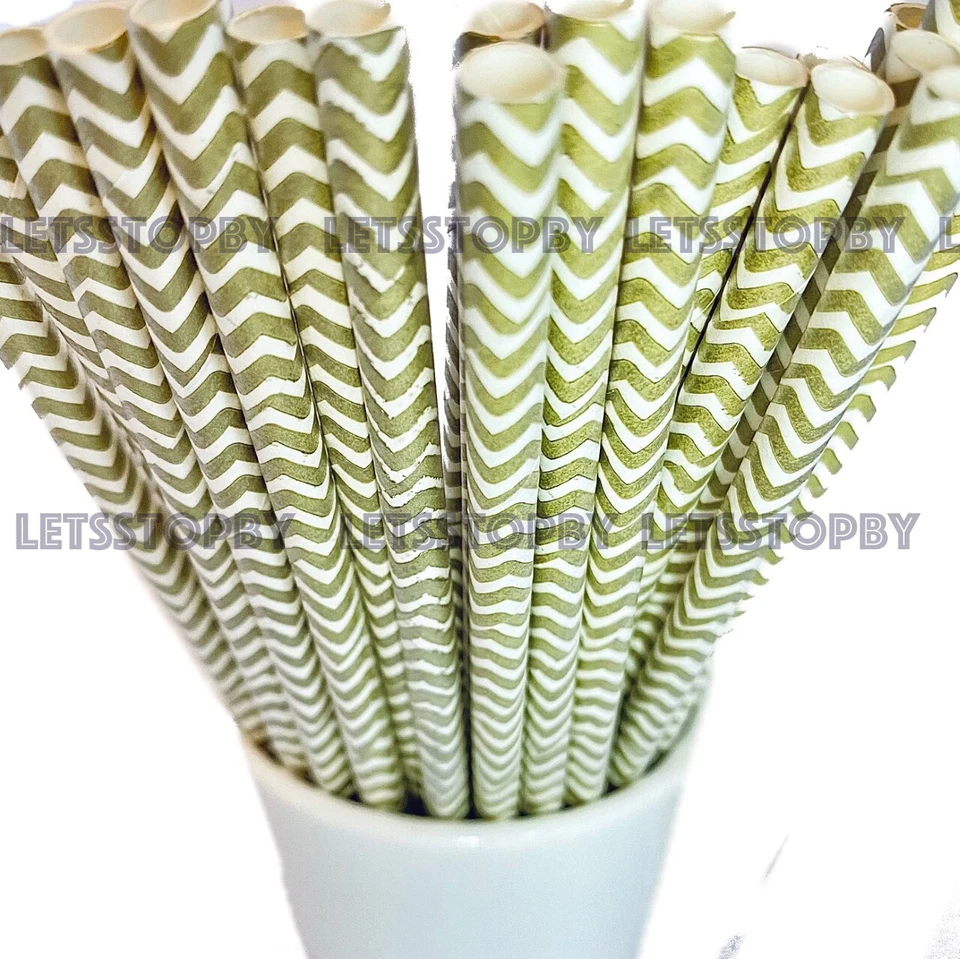 Pajita de papel desechable 100/500 a granel CHEVRON para cumpleaños baby shower fiesta evento Foto 1 de 1