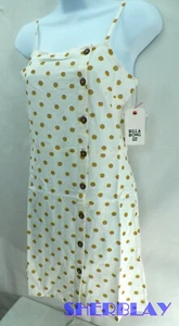 NWT Billabong Fine Nights Mini Dress Size XS Cool Whip W/ Polka Dots Button Up - Picture 1 of 5