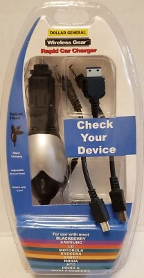 Быстрое универсальное автомобильное зарядное устройство с поворотной головкой * очень длинный шнур * новый * Бесплатная доставка  - Изображение 1 из 4