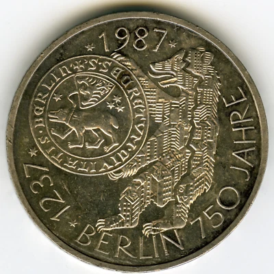 ☆ GERMANY • 1987-J ☆ SILVER 10 MARK • 750 YEARS BERLIN 1237-1987 ☆ KM#166 ☆D0762 - Image 1 of 2
