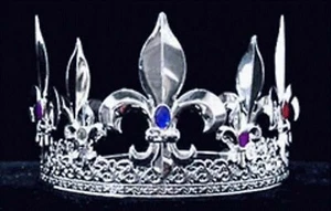 King's Crown - Silver plated metal with faux jewels - adjustable - Picture 1 of 3