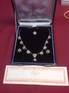 Silver Necklace, Earrings, Ring - Picture 1 of 6