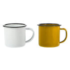  2 Pcs Iron Cup Office Stacking Espresso Cups Enamel Tea Mug Vintage Coffee