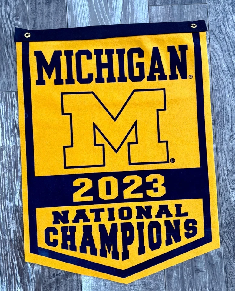 Michigan Wolverines 2023 Football NCAA  National Championship Banner *3 Day Sale - Image 1 of 1