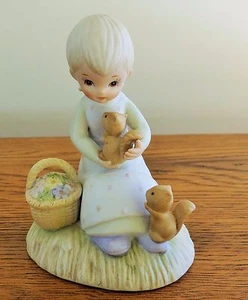 Figura vintage Lefton China 1982 pintada a mano firmada "El cuidado abre corazones... - Imagen 1 de 6