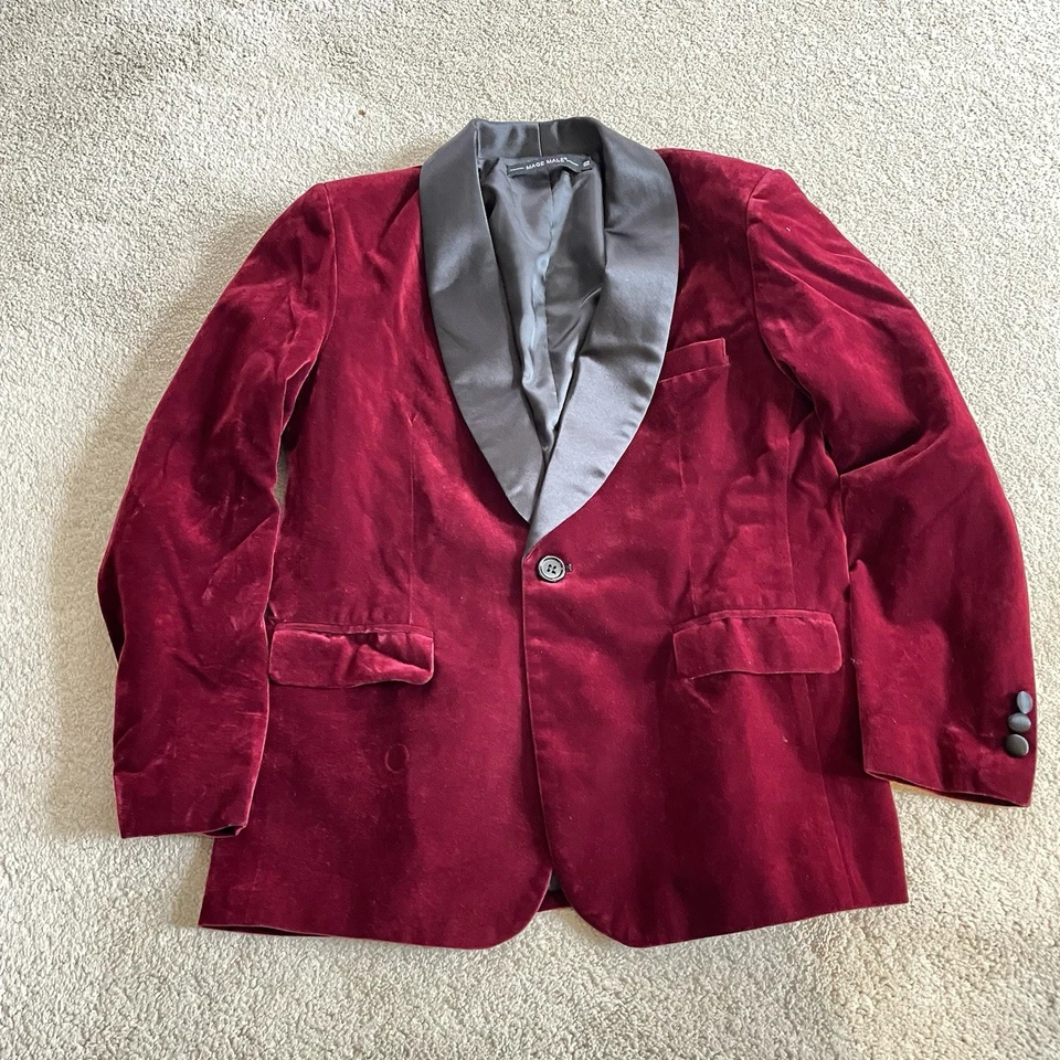 Chaqueta Formal Mage Hombre Niño Borgoña Terciopelo Talla 10 Gran Chaqueta de Navidad Foto 1 de 4