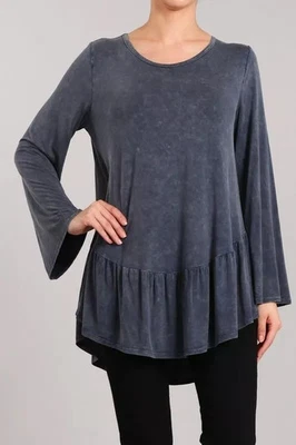 Nuevo con etiquetas Top Chatoyant Mineral Wash Cuello en V Volantes Azul TALLA M Manga Campana Yoga NG15 Foto 1 de 4