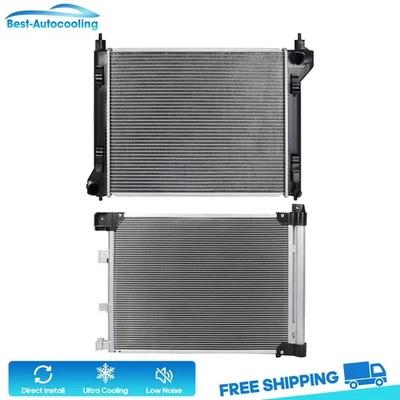 Aluminum Radiator And A/C Condenser For 2013 2014 2015-2018 Nissan Sentra 1.8L Foto 1 de 4