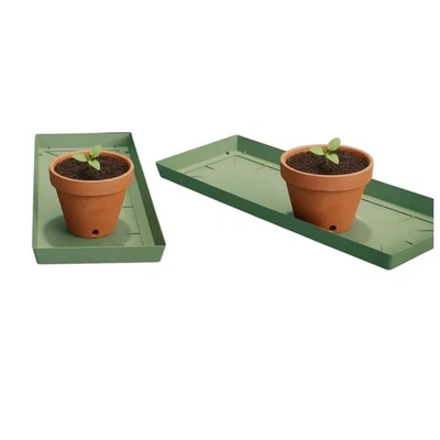 Plant Pot Saucer Plastic Tray Rectangle Deep Drip Trough Garden Large Green 53cm - Image 1 of 4