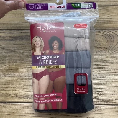 Fit For Me Fruit Of The Loom Microfiber Briefs Size 12 (4x) Set Of 6 (26w/28w) - Image 1 of 4