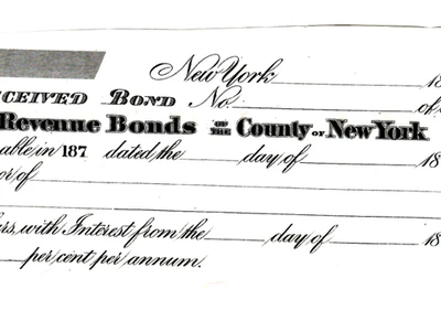"REVENUE BOND RECEIPT" 1800'S (NEW YORK) "REVENUE BOND RECEIPT" 1800'S  NICE!!! - Image 1 of 3