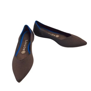 ROTHY'S The Point Flats Slip-On Ballet Shoes in Black with Blue Halo Size 7.5 - Picture 1 of 8