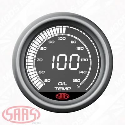 SAAS Oil Temp Gauge 50°-150° C 52mm Muscle Digital Series 12V - Image 1 of 4