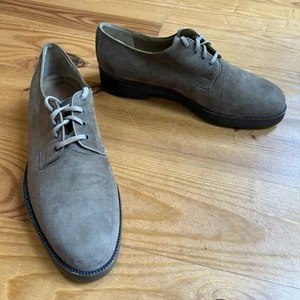 Giorgio Armani Scarpe Uomo 9.5 Marrone Pelle Scamosciata Derby Lacci Designer Italia - Foto 1 di 12
