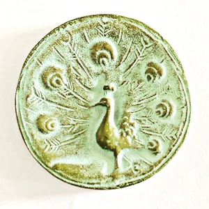 Japanischer Briefbeschwerer Pfau Sumitomo Japan Bunchin Gusseisen Kalligraphie Werkzeuge - Bild 1 von 7