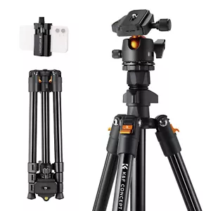K&F Concept 64" Camera Tripod with 360° Ball Head & Phone Clip for DSLR/Phone - Picture 1 of 16