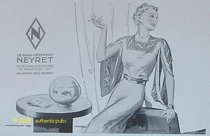 REKLAME NEYRET UNTER KLEIDUNG DESSOUS FISCH SIGNIERT CAZENOVE VON 1937 AD PUB - Bild 1 von 1