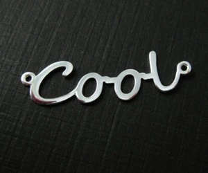 925 Sterling Silver Charm-Connector-Cool in script Charm Pendant-Connector(1 pc) - Picture 1 of 3