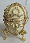 AKM Enameled Jeweled Faberge Replica Easter Egg Trinket Box w Original Box