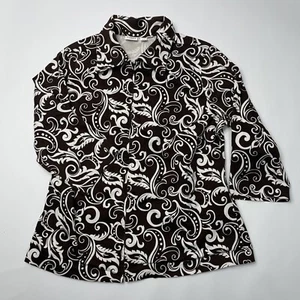 Cato Est 1946 Women's Top Flowy 3/4 Sleeve Comfy Zipper Top Brown Size14/16W - Picture 1 of 9