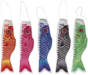 5PC Colors Japanese Carp Windsock Streamer Fish Flag Kite Koinobori Home Outdoor - Picture 1 of 6