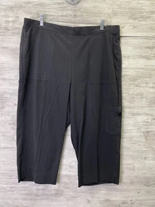 Alfred Dunner Capri Pants 16W Womens Black Cotton Pull On Pockets Island Hopping - Picture 1 of 9