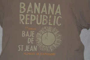 Camicia L Marrone La Tortue Baje De St Jean Banana Republic Cotone Made In Vietnam - Foto 1 di 3