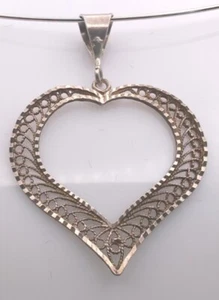 Filigraner Herz Anhänger gepunzt ARR 925 Türkei Sterlingsilber 1,32g - Bild 1 von 10