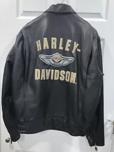 Harley Davidson Motorrad Lederjacke Mantel Herren Large 100th Anniversary - Bild 1 von 14