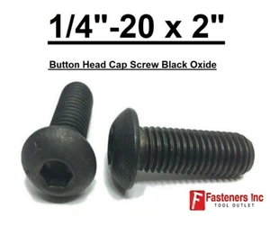 1/4-20 x 2" Button Socket Head Cap Screws Allen Hex Black Oxide Alloy Steel - Picture 1 of 3