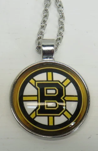 Boston Bruins Stainless Steel Chain 1" Pendant Necklace - NHL Hockey Cover