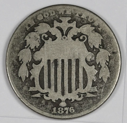 1876 Shield Nickel.  Natural Uncleaned.  Good.  181554 Cover