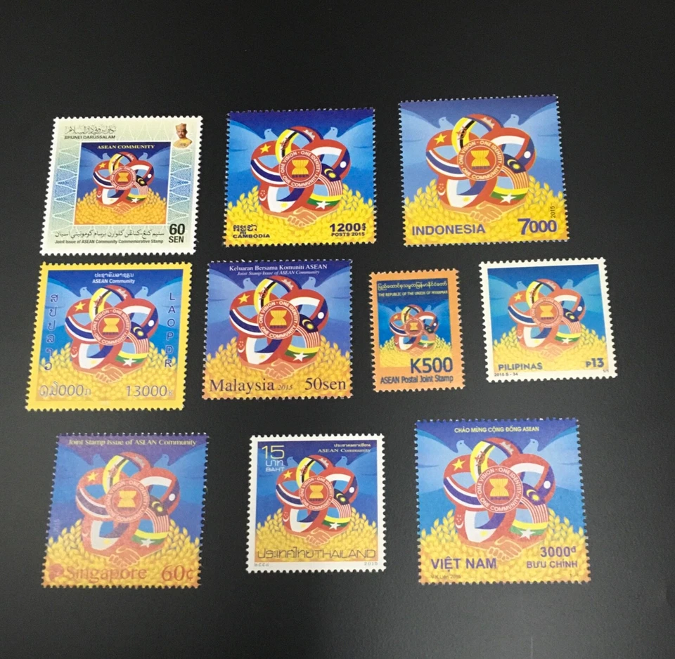 Comunidad de la ASEAN 2015 emisión conjunta 10v MNH bandera Brunei Singapur Malasia Tailandia Foto 1 de 1