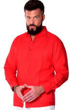 Bohio 100% Linen Fancy Guayabera Style Red Shirt For Men  - Pin-Tucked MLFG2025
