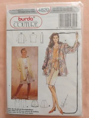 Burda 4820 Women's Couture Jacket, Top, Skirt, Pants & Scarf Pattern Size 10-20 - Image 1 of 2