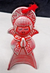 Vintage Tin Metal Praying Angel Christmas Ornament 3 1/2" Tall - Picture 1 of 2