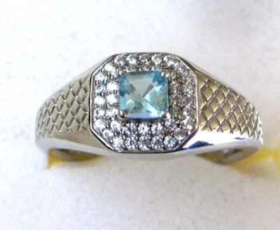 Anillo Paraiba Apatita y Circón / Talla 8 / Plata de Ley 925 / 0.65ct 4.2g Foto 1 de 4